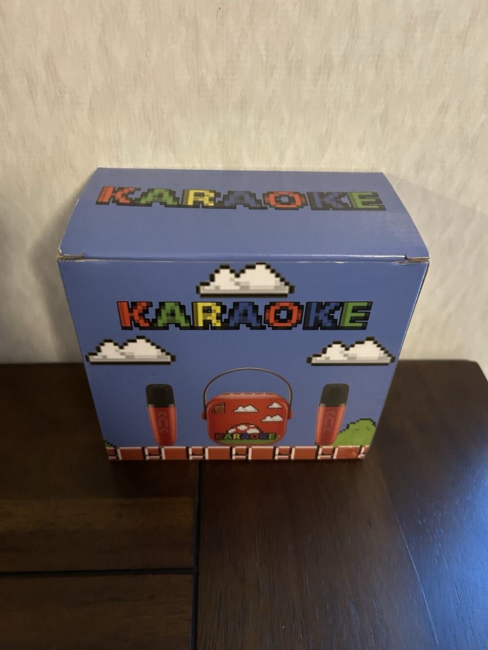 Pixel Super Bro Mini Karaoke Machine Bluetooth Speaker 2 Microphones Red